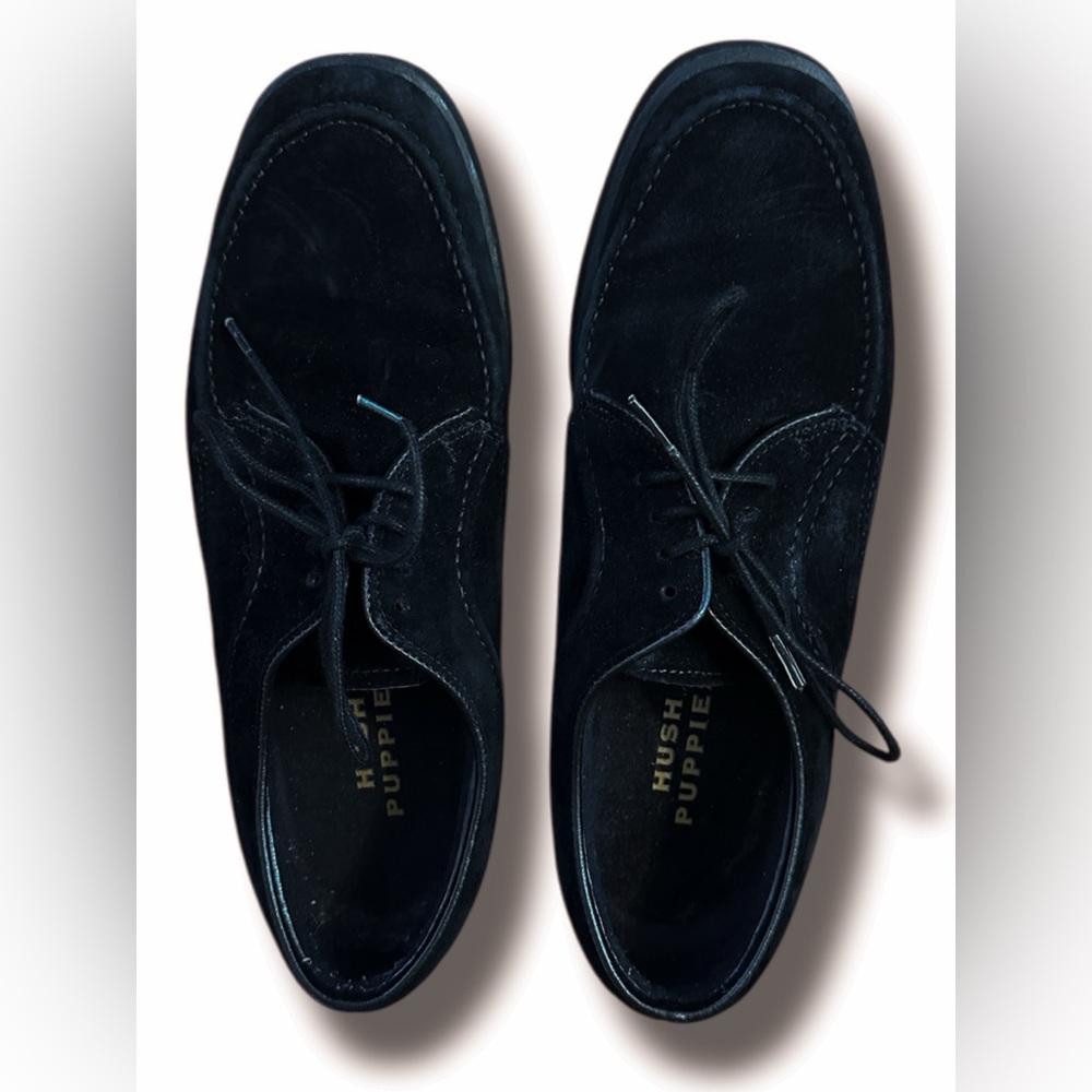 Hush Puppies Shoes Womens 8.5 Oxford Black Lace Up Loafer Suede Brogue Cushioned - Picture 7 of 9